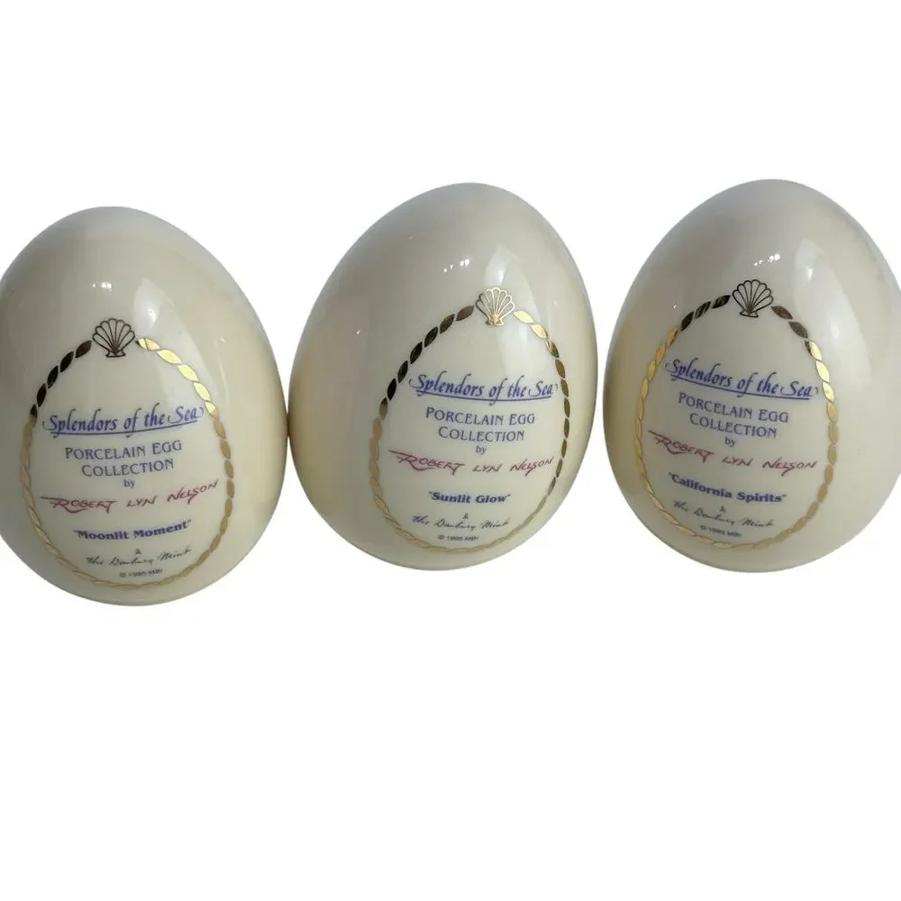 Set of 3 Robert Lyn Nelson Porcelain Eggs Splendors of the Sea Series